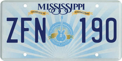 MS license plate ZFN190