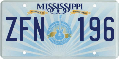 MS license plate ZFN196