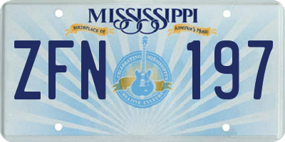 MS license plate ZFN197