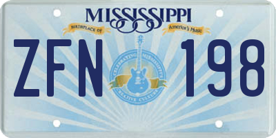 MS license plate ZFN198