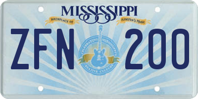 MS license plate ZFN200