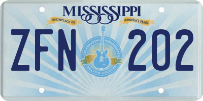 MS license plate ZFN202