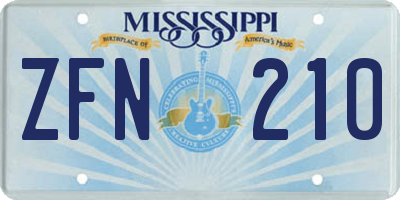 MS license plate ZFN210