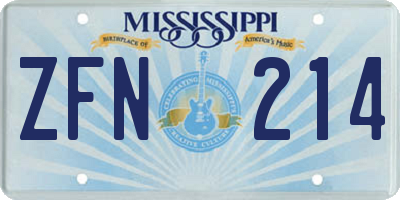 MS license plate ZFN214