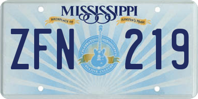 MS license plate ZFN219