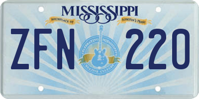 MS license plate ZFN220