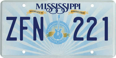 MS license plate ZFN221
