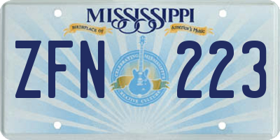 MS license plate ZFN223