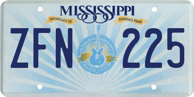 MS license plate ZFN225