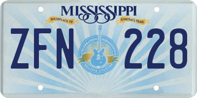 MS license plate ZFN228