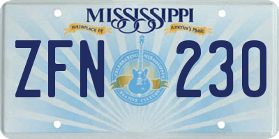 MS license plate ZFN230
