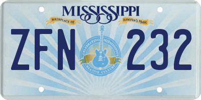 MS license plate ZFN232