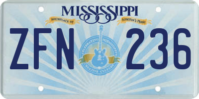 MS license plate ZFN236