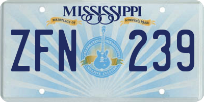 MS license plate ZFN239