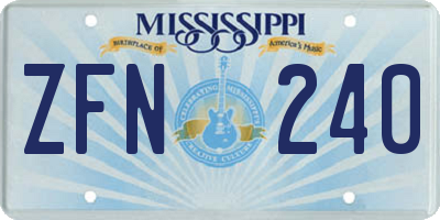 MS license plate ZFN240