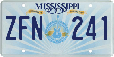 MS license plate ZFN241