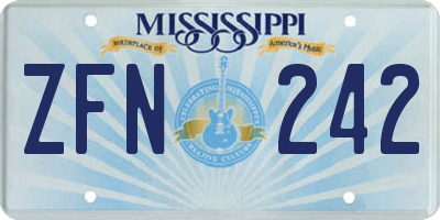 MS license plate ZFN242