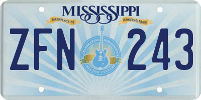 MS license plate ZFN243