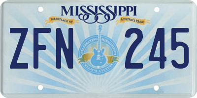MS license plate ZFN245