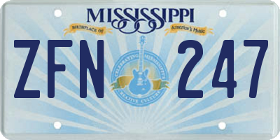 MS license plate ZFN247