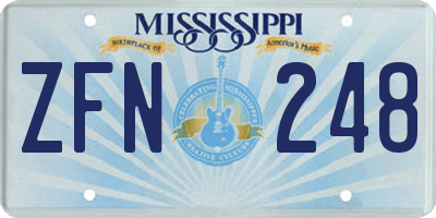 MS license plate ZFN248