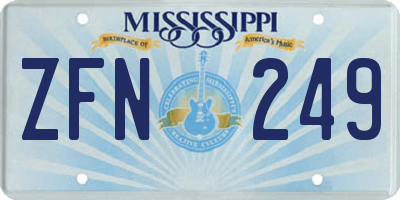 MS license plate ZFN249