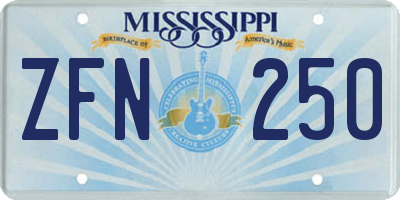 MS license plate ZFN250