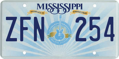 MS license plate ZFN254