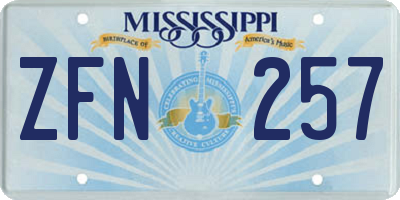 MS license plate ZFN257