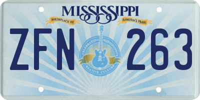 MS license plate ZFN263