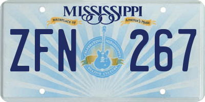 MS license plate ZFN267