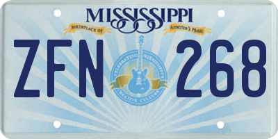MS license plate ZFN268