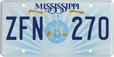 MS license plate ZFN270