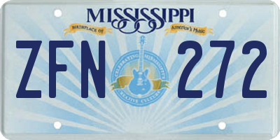 MS license plate ZFN272