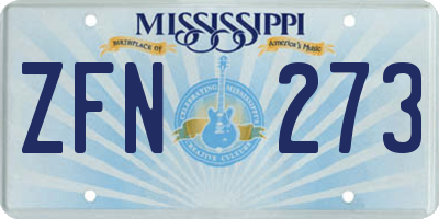 MS license plate ZFN273