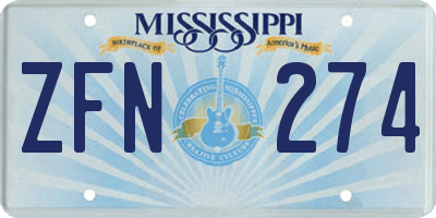 MS license plate ZFN274