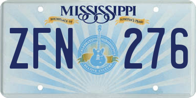 MS license plate ZFN276