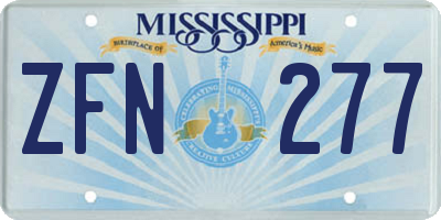 MS license plate ZFN277