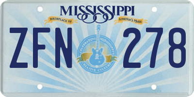 MS license plate ZFN278