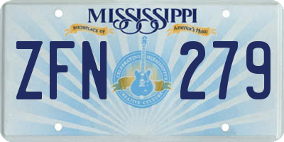 MS license plate ZFN279