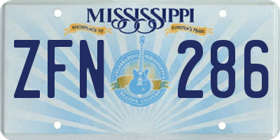 MS license plate ZFN286