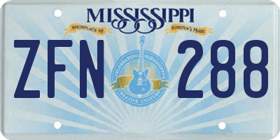 MS license plate ZFN288