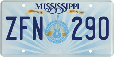MS license plate ZFN290