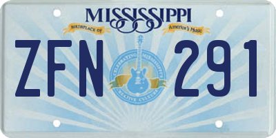 MS license plate ZFN291