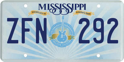 MS license plate ZFN292