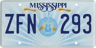 MS license plate ZFN293