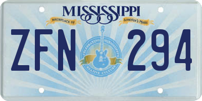 MS license plate ZFN294