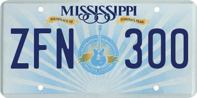 MS license plate ZFN300