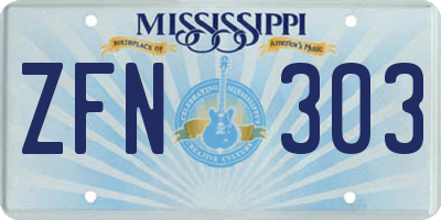 MS license plate ZFN303