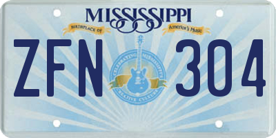 MS license plate ZFN304